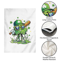 Funny St Patricks Day Clover Baseball Player Gift Garden Flag
