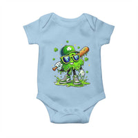 Funny St Patricks Day Clover Baseball Player Gift Baby Onesie
