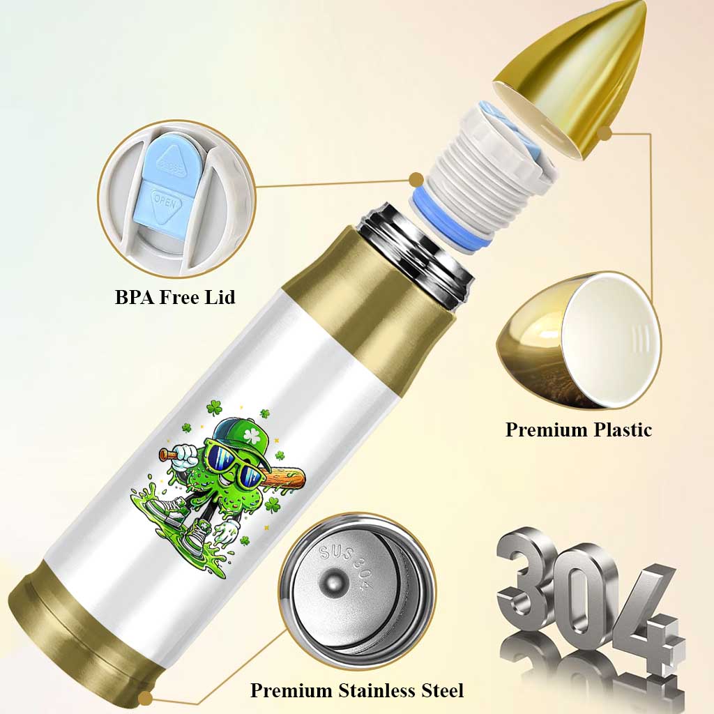 Funny St Patricks Day Clover Baseball Player Gift Bullet Tumbler