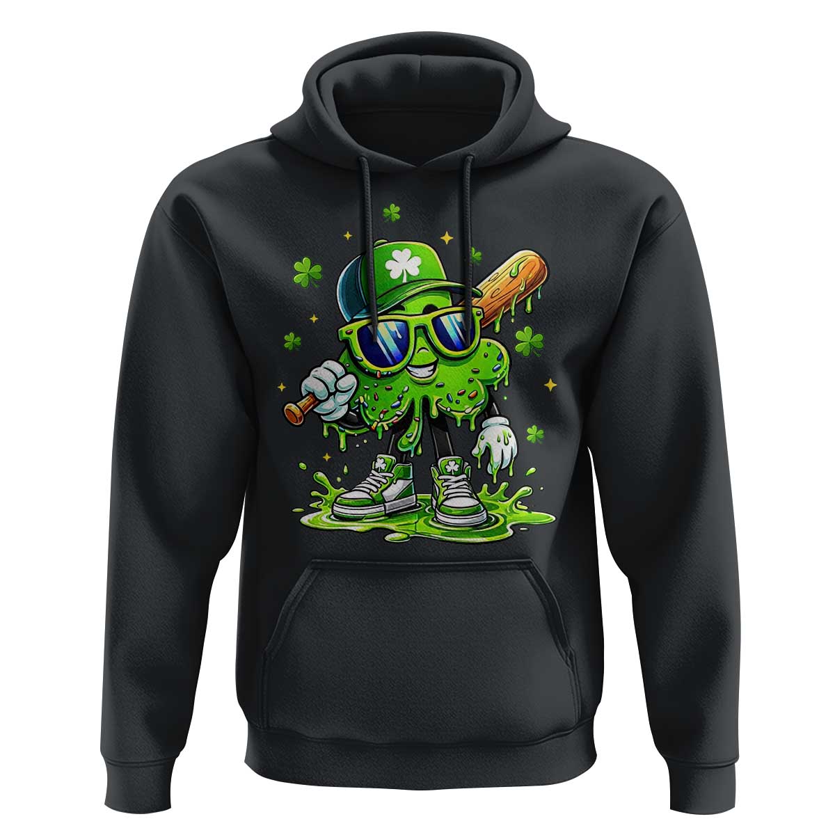 Funny St Patricks Day Clover Baseball Player Gift Hoodie