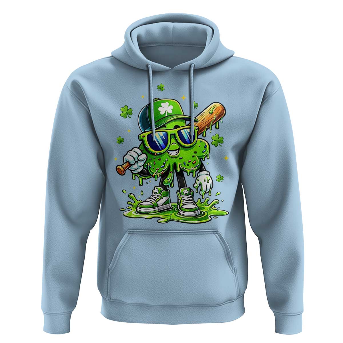 Funny St Patricks Day Clover Baseball Player Gift Hoodie
