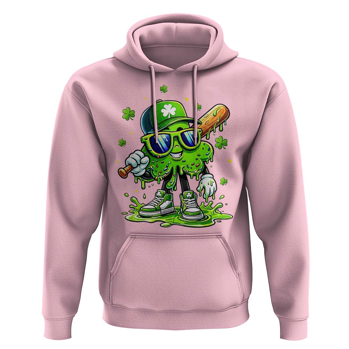 Funny St Patricks Day Clover Baseball Player Gift Hoodie