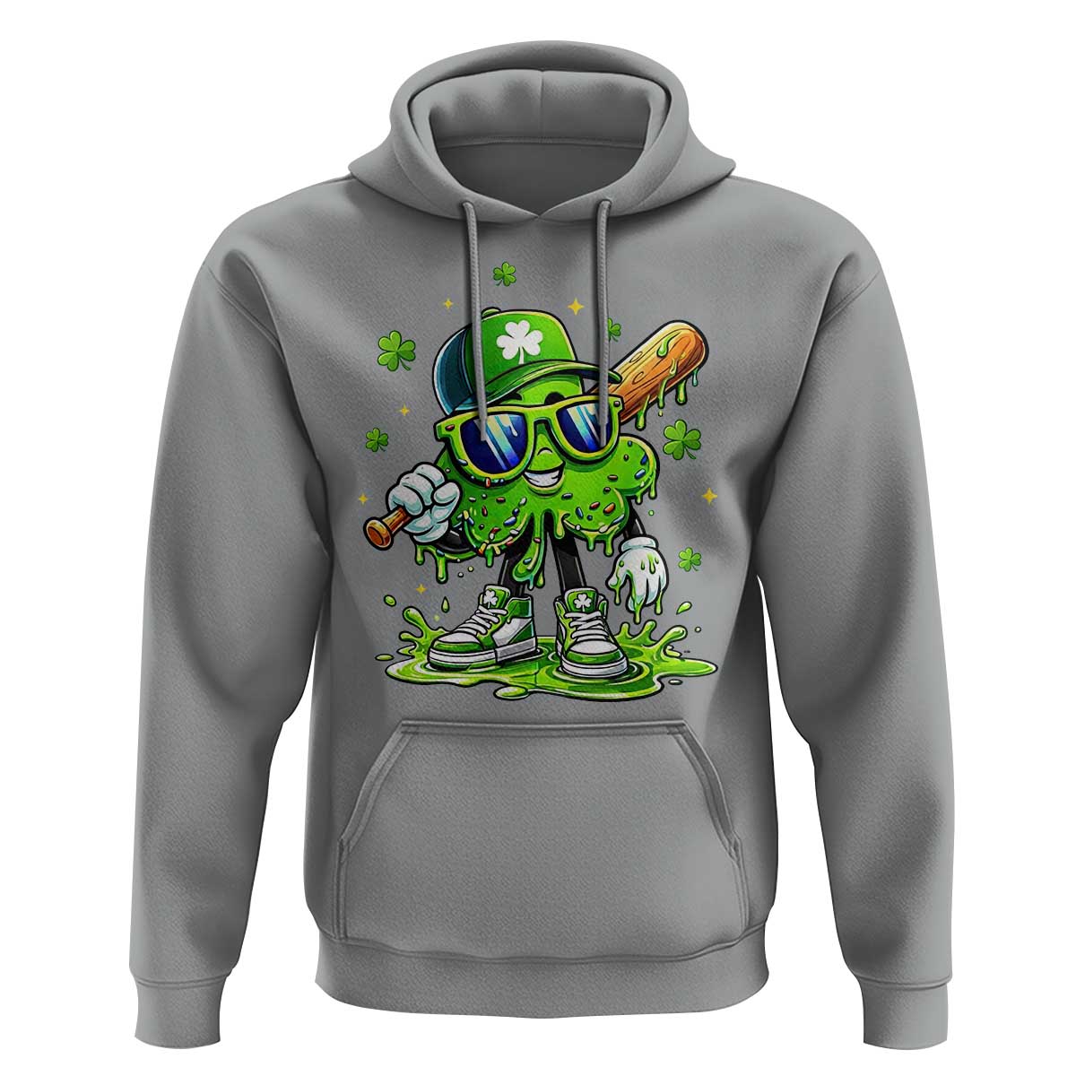 Funny St Patricks Day Clover Baseball Player Gift Hoodie