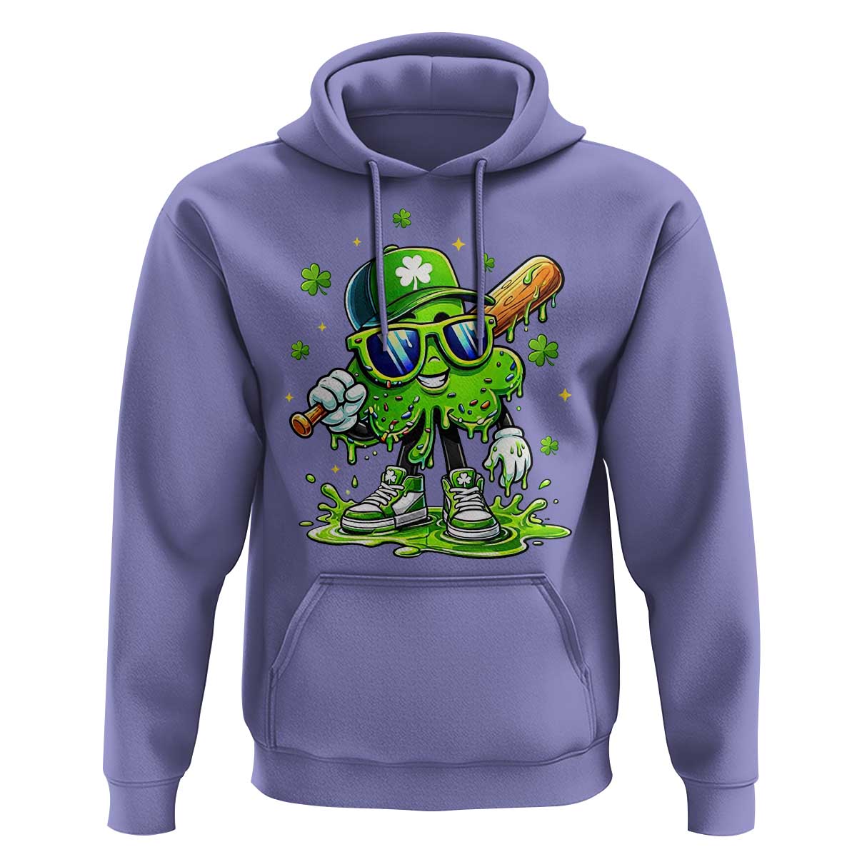 Funny St Patricks Day Clover Baseball Player Gift Hoodie