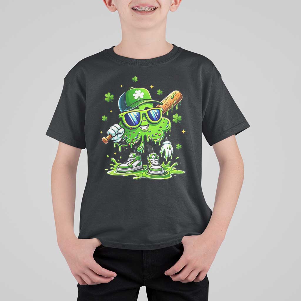 Funny St Patricks Day Clover Baseball Player Gift T Shirt For Kid