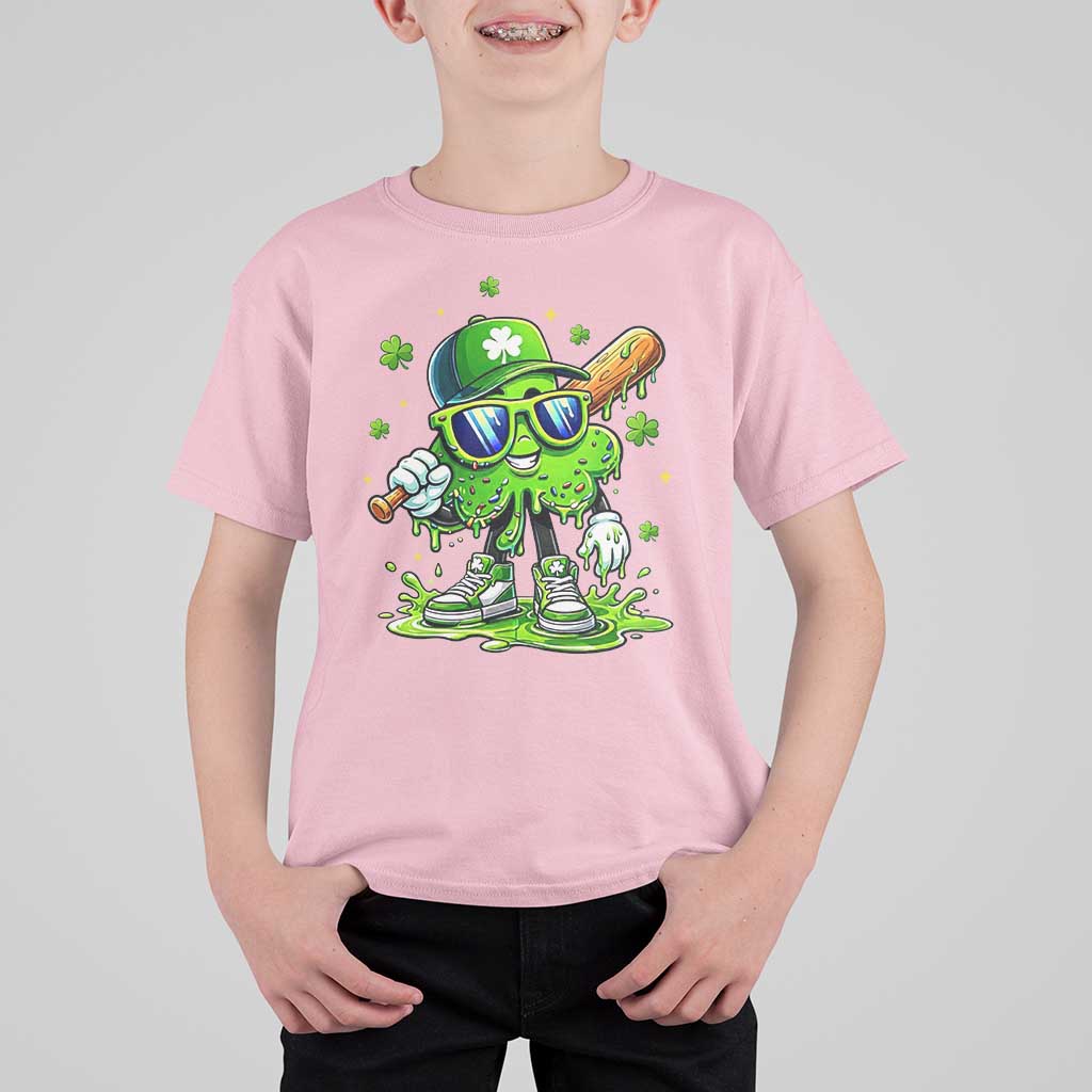 Funny St Patricks Day Clover Baseball Player Gift T Shirt For Kid