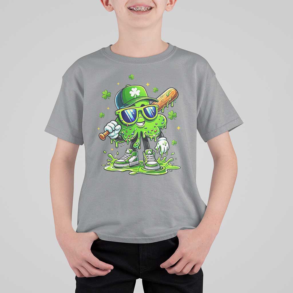 Funny St Patricks Day Clover Baseball Player Gift T Shirt For Kid