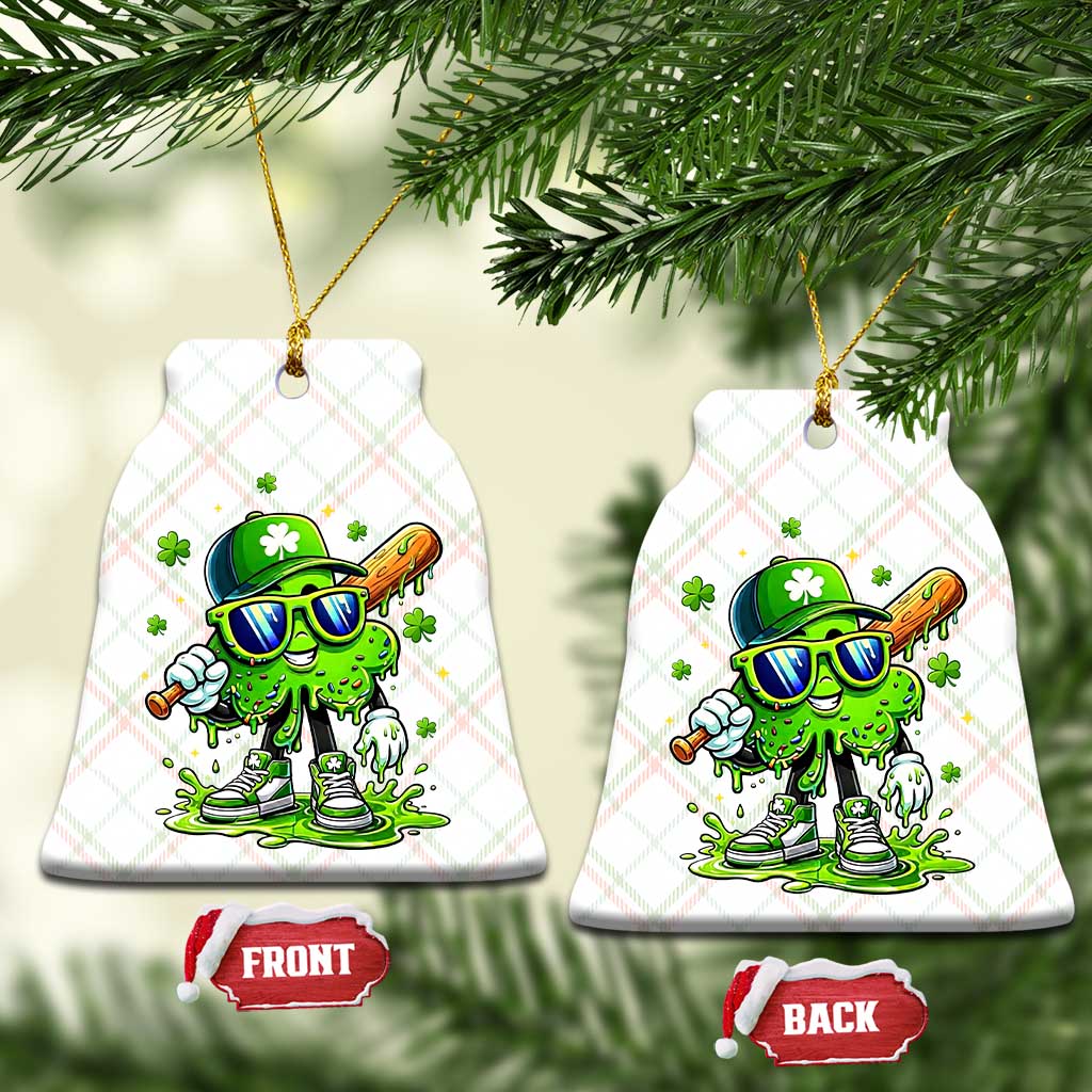 Funny St Patricks Day Clover Baseball Player Gift Ceramic Ornament