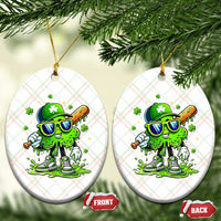 Funny St Patricks Day Clover Baseball Player Gift Ceramic Ornament