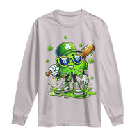 Funny St Patricks Day Clover Baseball Player Gift Long Sleeve Shirt