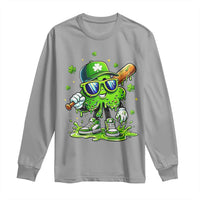 Funny St Patricks Day Clover Baseball Player Gift Long Sleeve Shirt