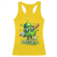 Funny St Patricks Day Clover Baseball Player Gift Racerback Tank Top