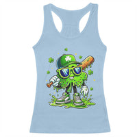 Funny St Patricks Day Clover Baseball Player Gift Racerback Tank Top