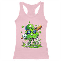 Funny St Patricks Day Clover Baseball Player Gift Racerback Tank Top