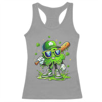 Funny St Patricks Day Clover Baseball Player Gift Racerback Tank Top