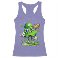 Funny St Patricks Day Clover Baseball Player Gift Racerback Tank Top