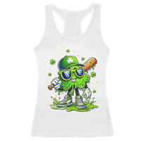 Funny St Patricks Day Clover Baseball Player Gift Racerback Tank Top