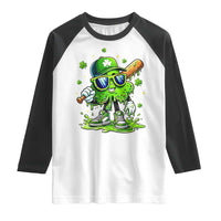 Funny St Patricks Day Clover Baseball Player Gift Raglan Shirt