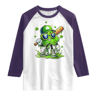 Funny St Patricks Day Clover Baseball Player Gift Raglan Shirt