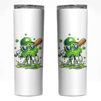 Funny St Patricks Day Clover Baseball Player Gift Skinny Tumbler