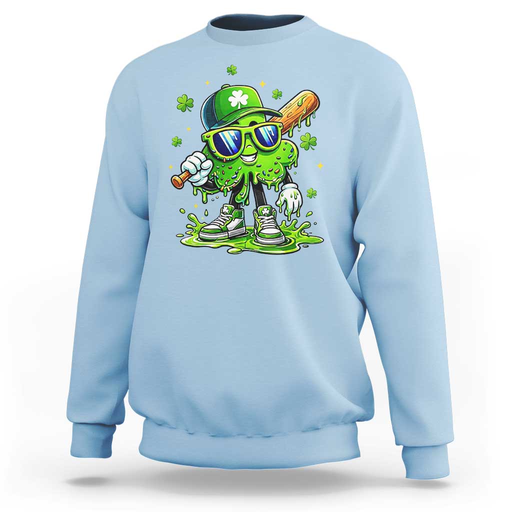 Funny St Patricks Day Clover Baseball Player Gift Sweatshirt