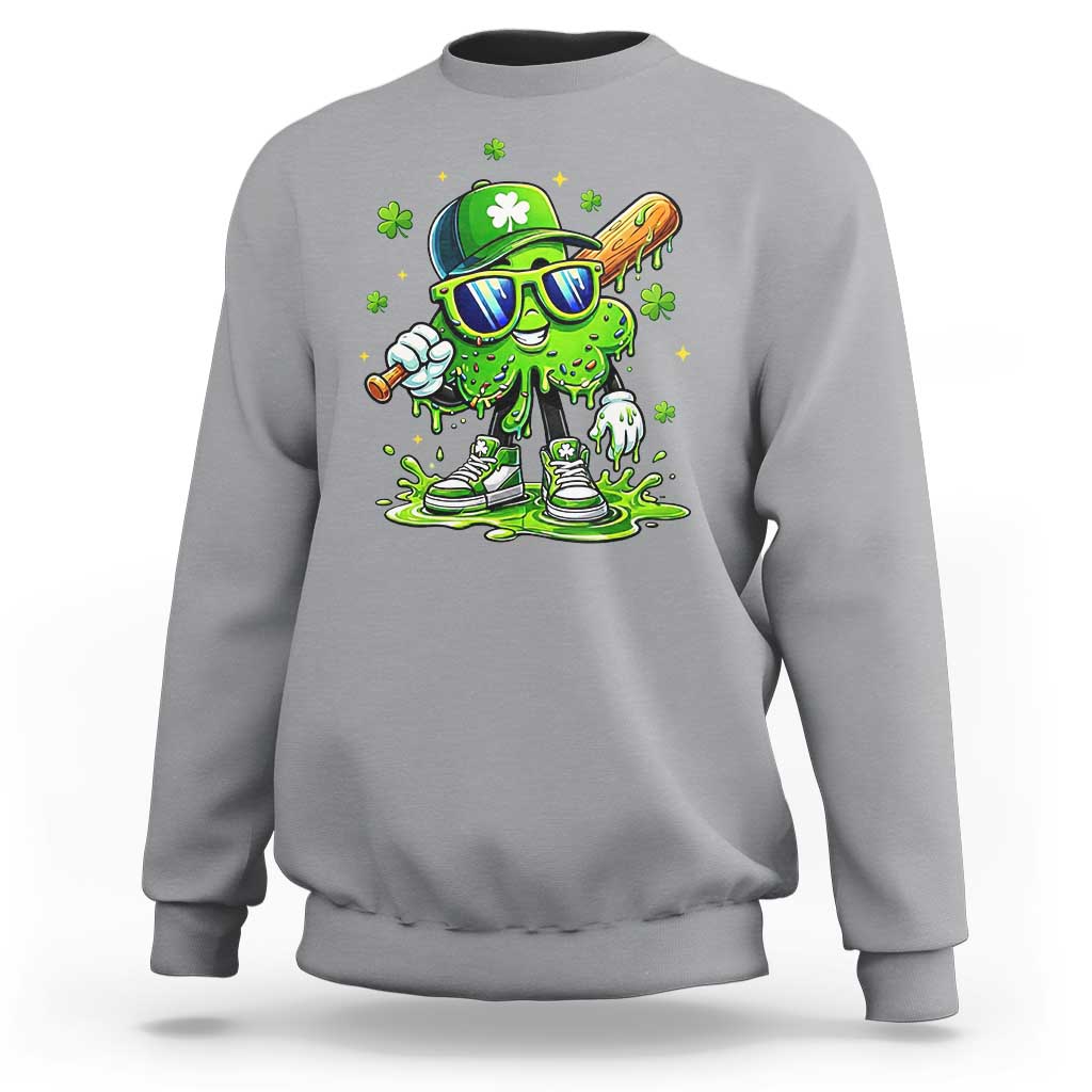 Funny St Patricks Day Clover Baseball Player Gift Sweatshirt