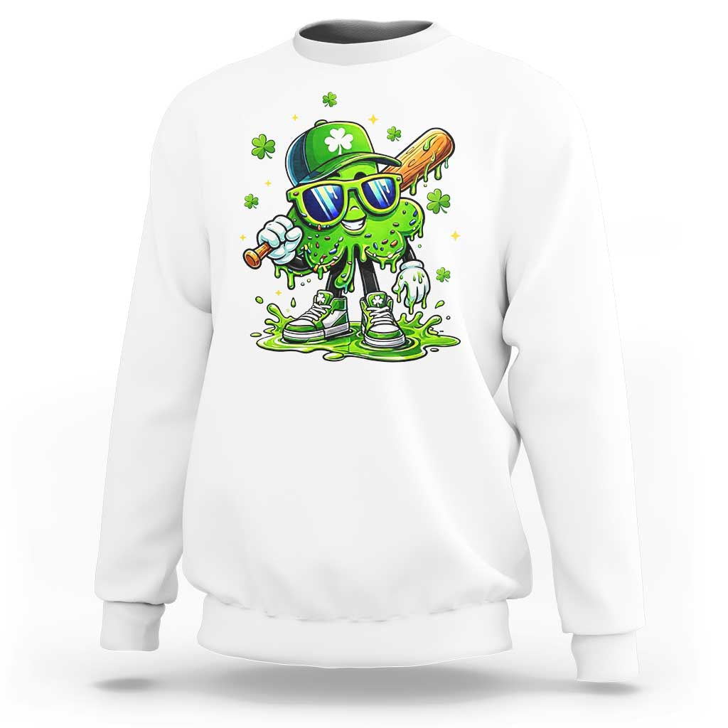 Funny St Patricks Day Clover Baseball Player Gift Sweatshirt