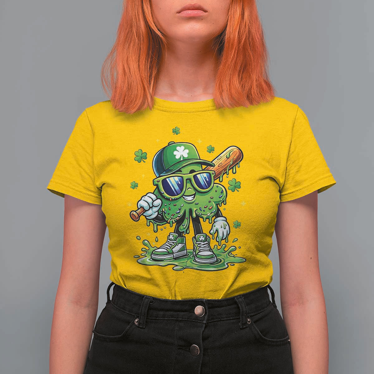 Funny St Patricks Day Clover Baseball Player Gift T Shirt For Women