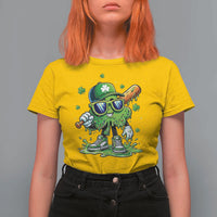 Funny St Patricks Day Clover Baseball Player Gift T Shirt For Women