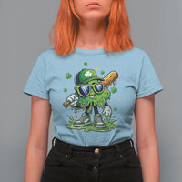 Funny St Patricks Day Clover Baseball Player Gift T Shirt For Women