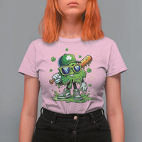 Funny St Patricks Day Clover Baseball Player Gift T Shirt For Women
