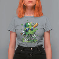 Funny St Patricks Day Clover Baseball Player Gift T Shirt For Women