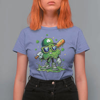 Funny St Patricks Day Clover Baseball Player Gift T Shirt For Women