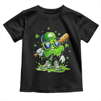 Funny St Patricks Day Clover Baseball Player Gift Toddler T Shirt
