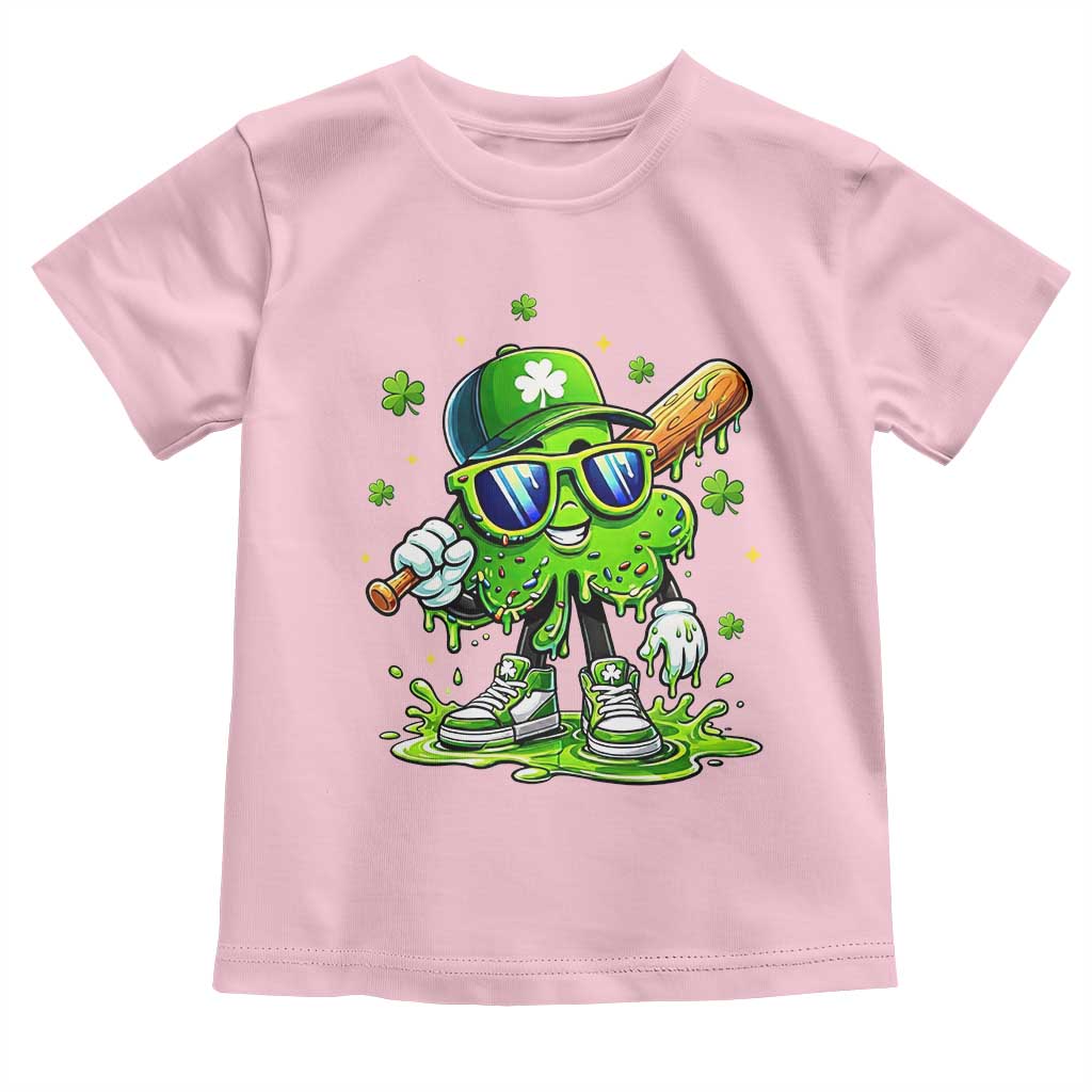Funny St Patricks Day Clover Baseball Player Gift Toddler T Shirt