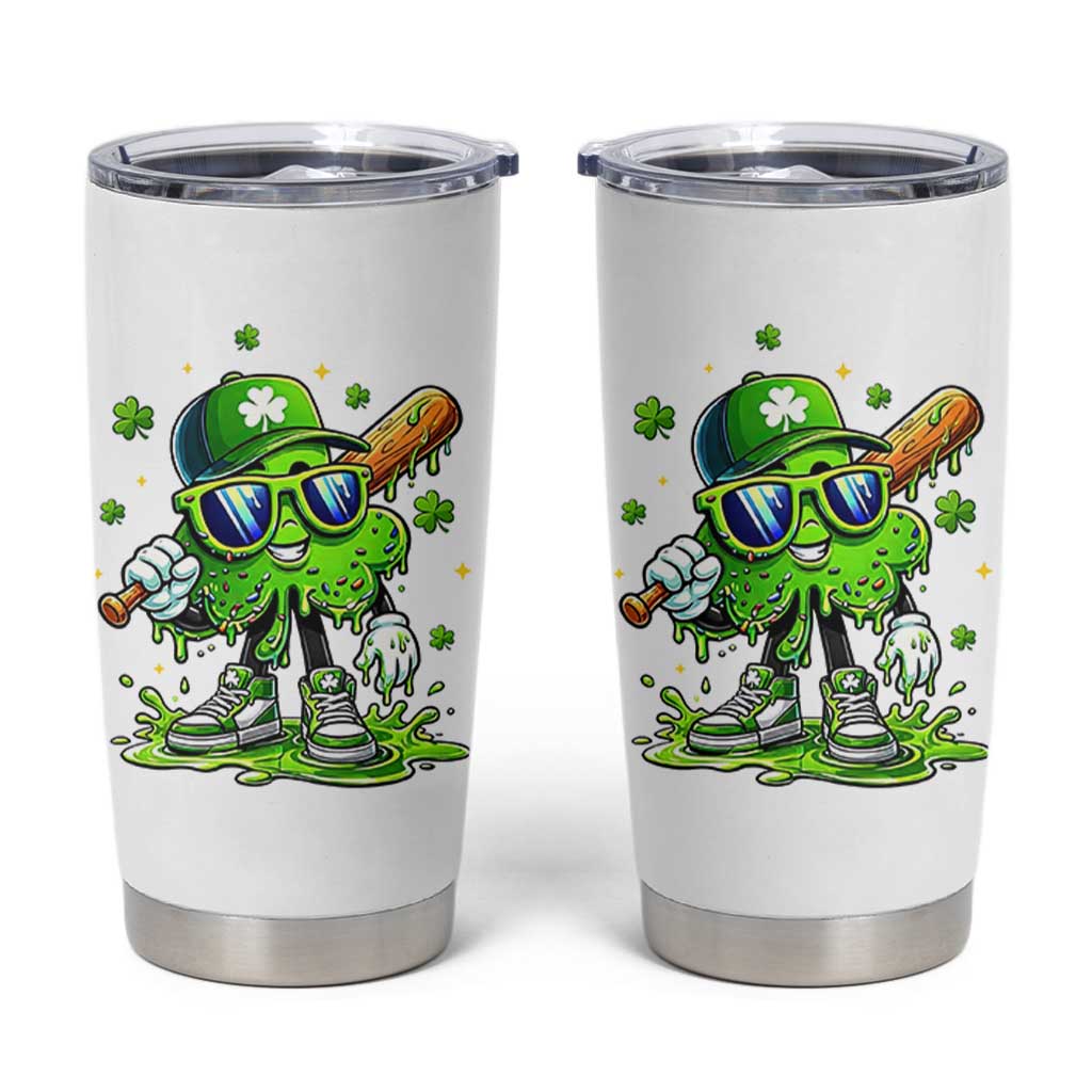 Funny St Patricks Day Clover Baseball Player Gift Tumbler Cup