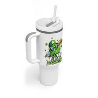 Funny St Patricks Day Clover Baseball Player Gift Tumbler With Handle