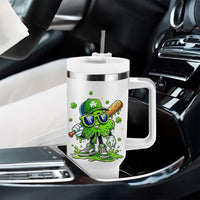 Funny St Patricks Day Clover Baseball Player Gift Tumbler With Handle