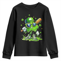 Funny St Patricks Day Clover Baseball Player Gift Youth Sweatshirt