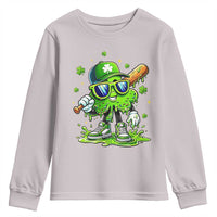 Funny St Patricks Day Clover Baseball Player Gift Youth Sweatshirt