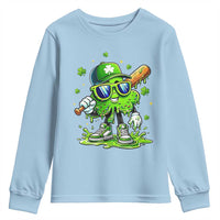 Funny St Patricks Day Clover Baseball Player Gift Youth Sweatshirt