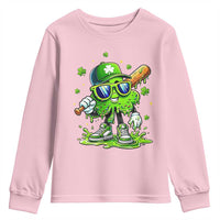 Funny St Patricks Day Clover Baseball Player Gift Youth Sweatshirt