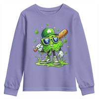 Funny St Patricks Day Clover Baseball Player Gift Youth Sweatshirt