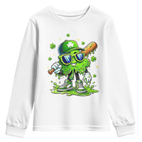 Funny St Patricks Day Clover Baseball Player Gift Youth Sweatshirt