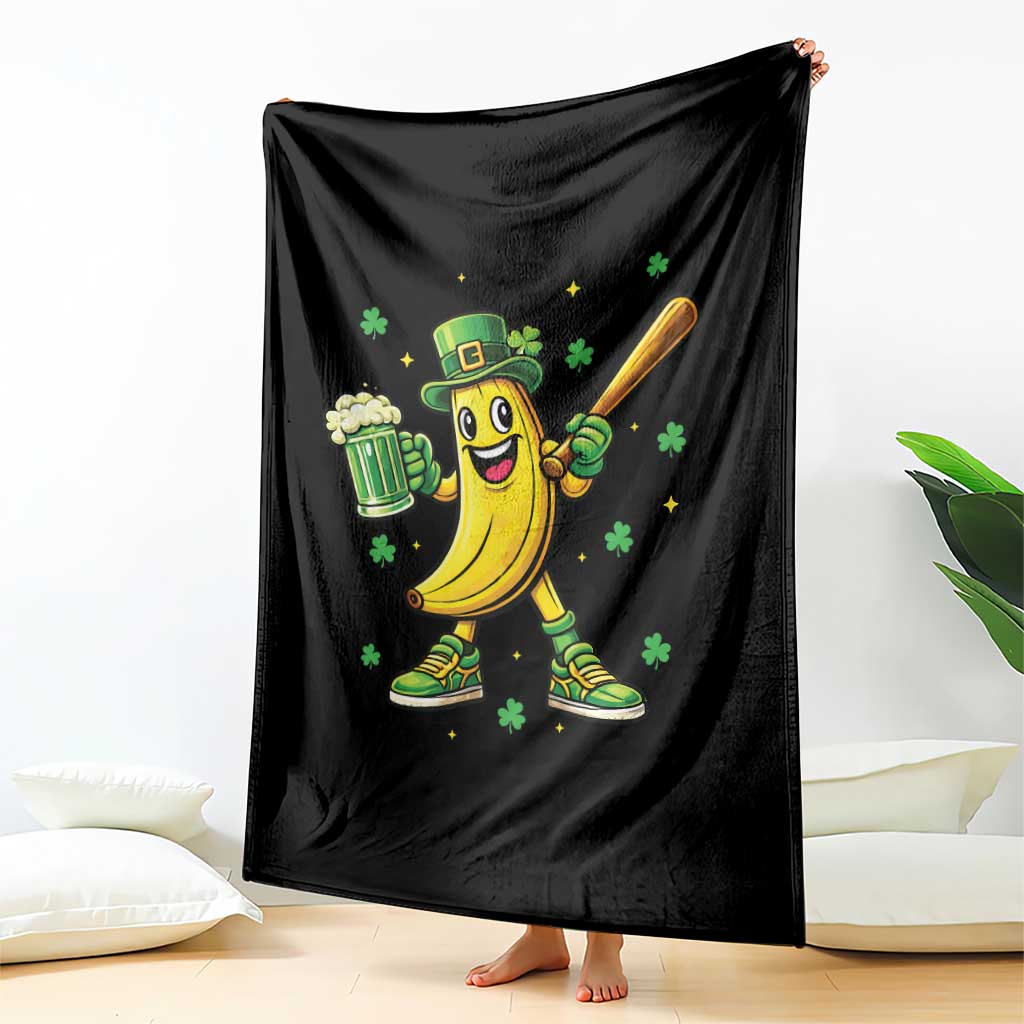 Funny Banana Baseball Player Gift Throw Blanket St Patricks Day