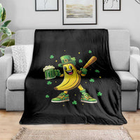Funny Banana Baseball Player Gift Throw Blanket St Patricks Day