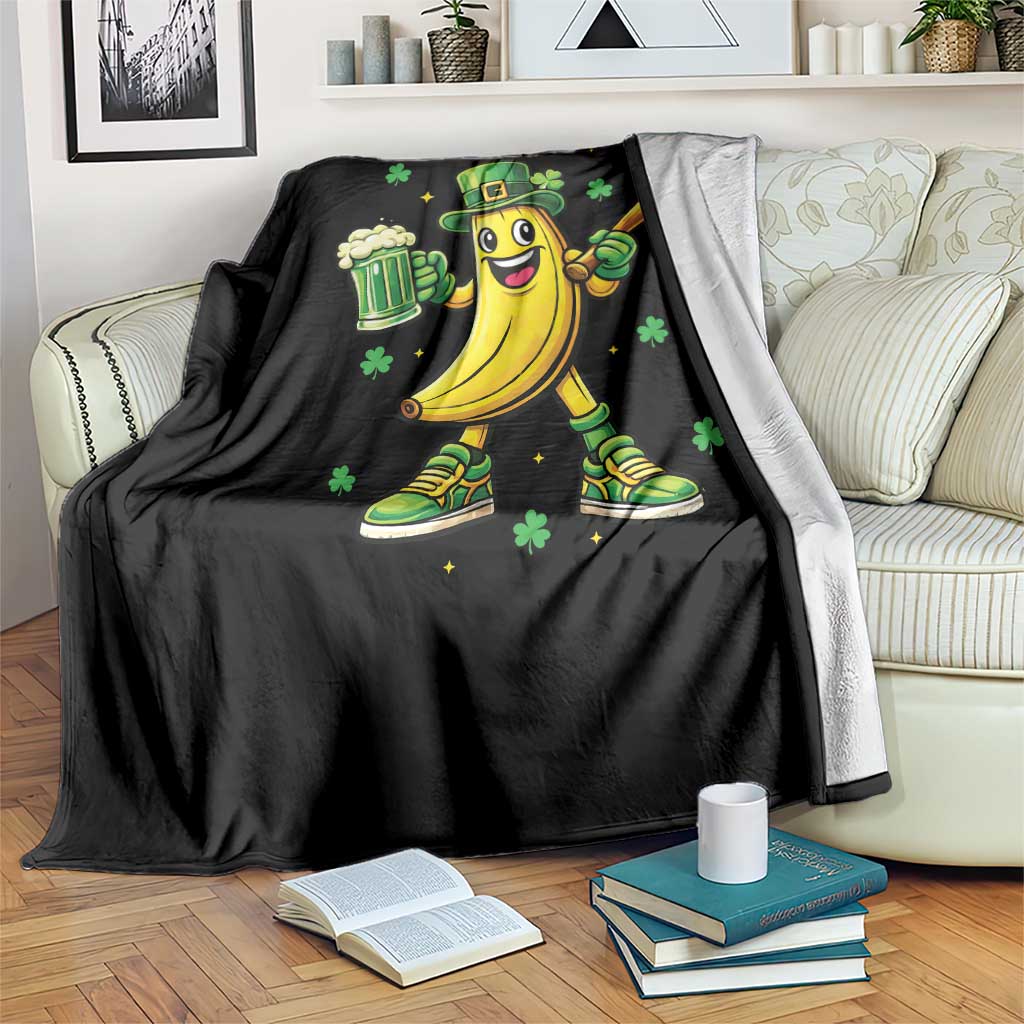 Funny Banana Baseball Player Gift Throw Blanket St Patricks Day