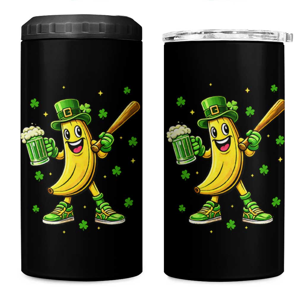 Funny Banana Baseball Player Gift 4 in 1 Can Cooler Tumbler St Patricks Day