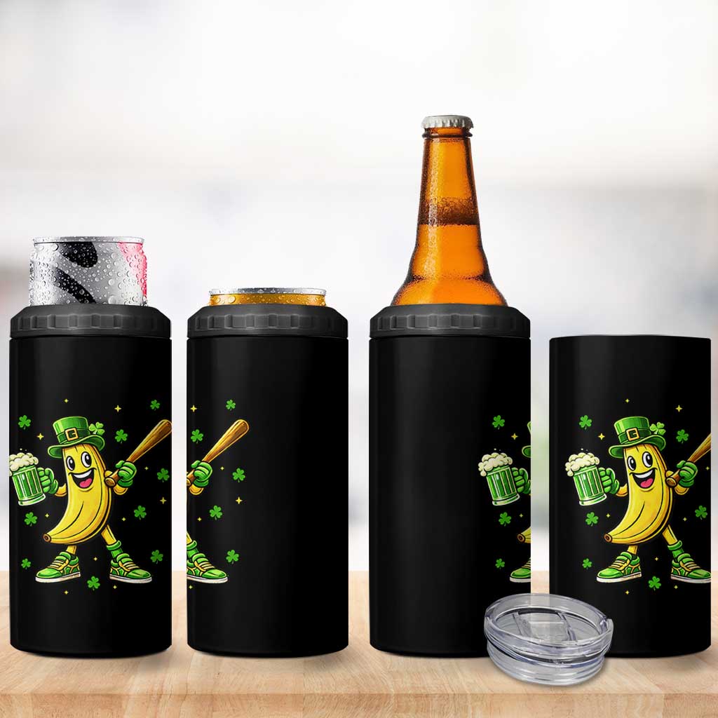 Funny Banana Baseball Player Gift 4 in 1 Can Cooler Tumbler St Patricks Day