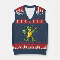 Funny Banana Baseball Player Gift V-Neck Knit Sweater Vest St Patricks Day